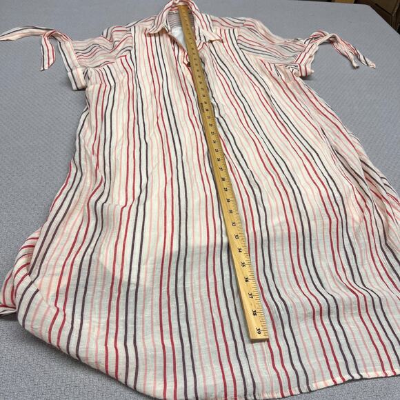 Indigo Rose Striped Tunic Shirt Dress Tie Sleeve Button Front Plus Size 3X - Picture 9 of 10